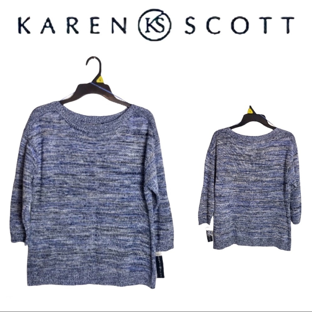 NWT Karen Scott Women's Blue Cotton Sweater